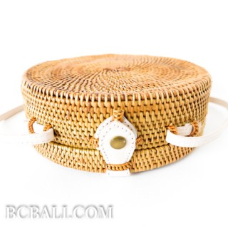 circle disc handbags rattan limited edition white leather handle